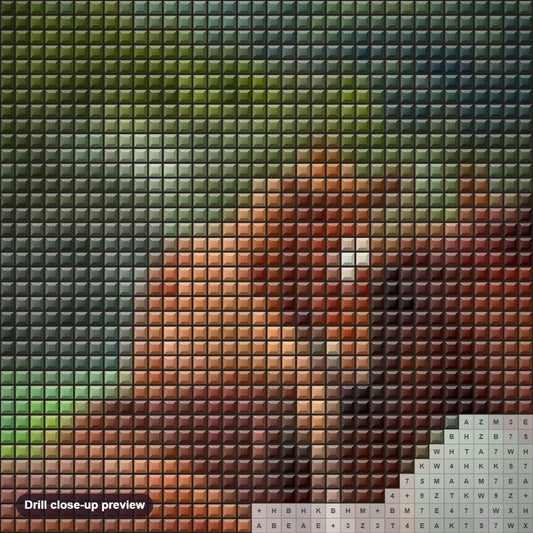 Close-up preview of the Horse Baby Hugging the Mother diamond painting with square 5D drills and printed canvas symbols
