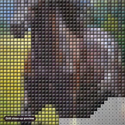 Close-up preview of the Horse Running in the Meadows diamond painting with square 5D drills and printed canvas symbols