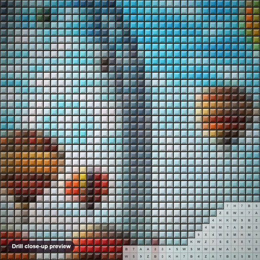 Close-up preview of the Hot Air Balloons diamond painting with square 5D drills and printed canvas symbols