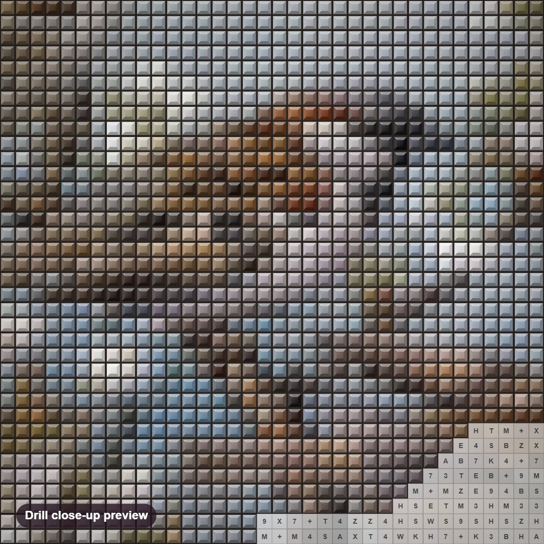 Close-up preview of the House Sparrows diamond painting with square 5D drills and printed canvas symbols
