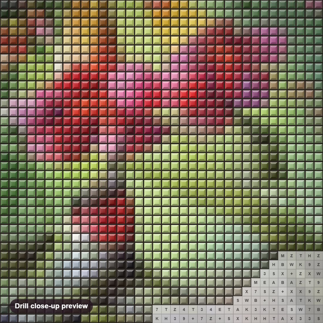 Close-up preview of the Humming Birds Drinking Flower Nectar diamond painting with square 5D drills and printed canvas symbols