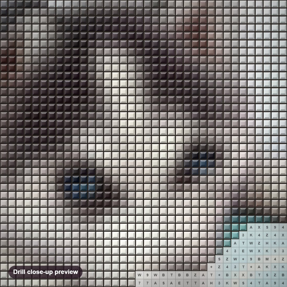 Close-up preview of the Husky Puppy diamond painting with square 5D drills and printed canvas symbols