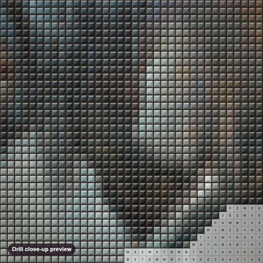 Close-up preview of the Into The Wild diamond painting with square 5D drills and printed canvas symbols