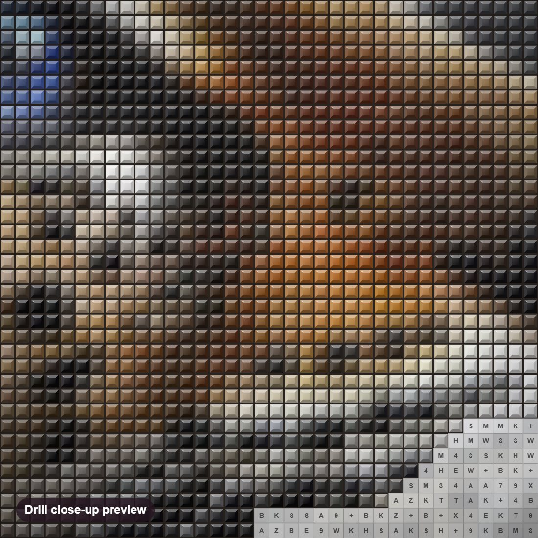 Close-up preview of the Jaguar Cub with Blue Eyes diamond painting with square 5D drills and printed canvas symbols