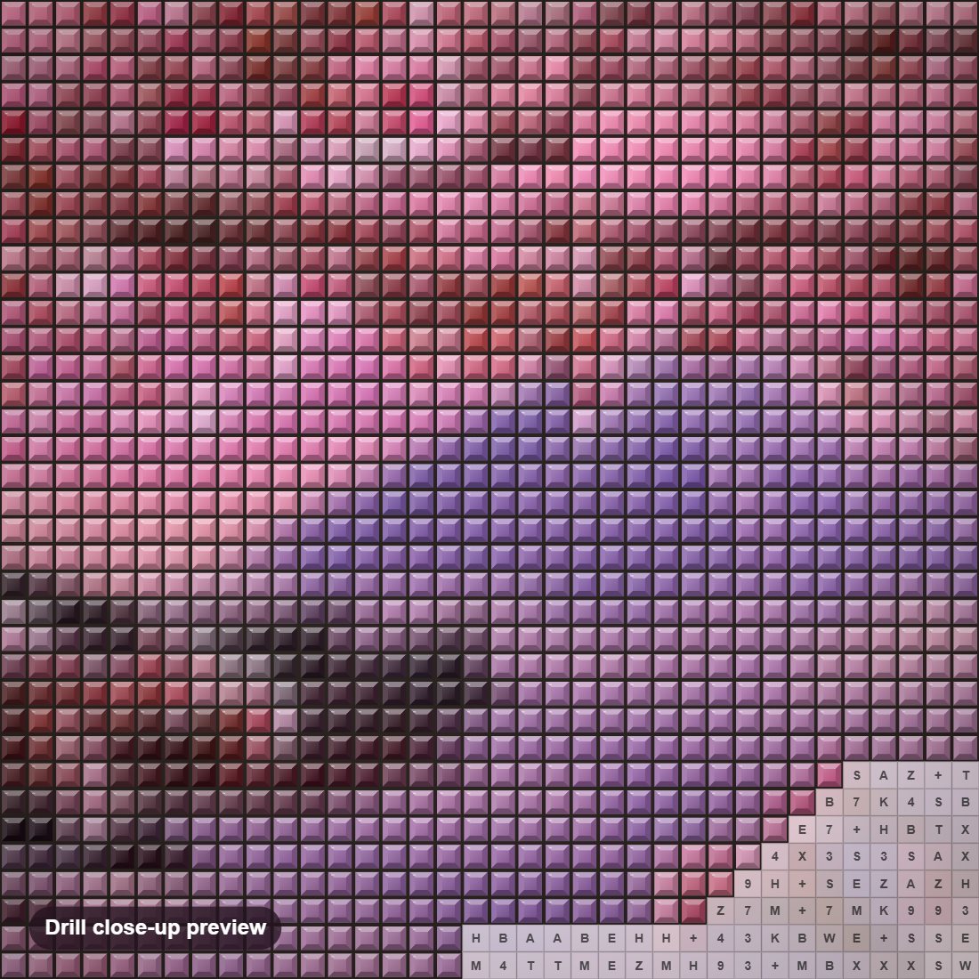 Close-up preview of the Japanese Cherry Blossoms diamond painting with square 5D drills and printed canvas symbols