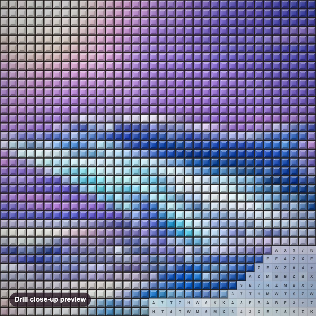 Close-up preview of the Jumping Dolphins diamond painting with square 5D drills and printed canvas symbols