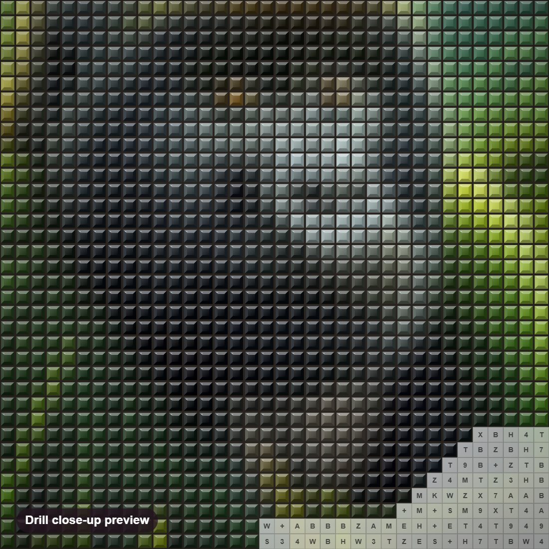 Close-up preview of the Jungle Giants Gorillas diamond painting with square 5D drills and printed canvas symbols
