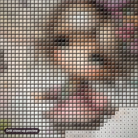 Close-up preview of the Just A Beautiful Day diamond painting with square 5D drills and printed canvas symbols