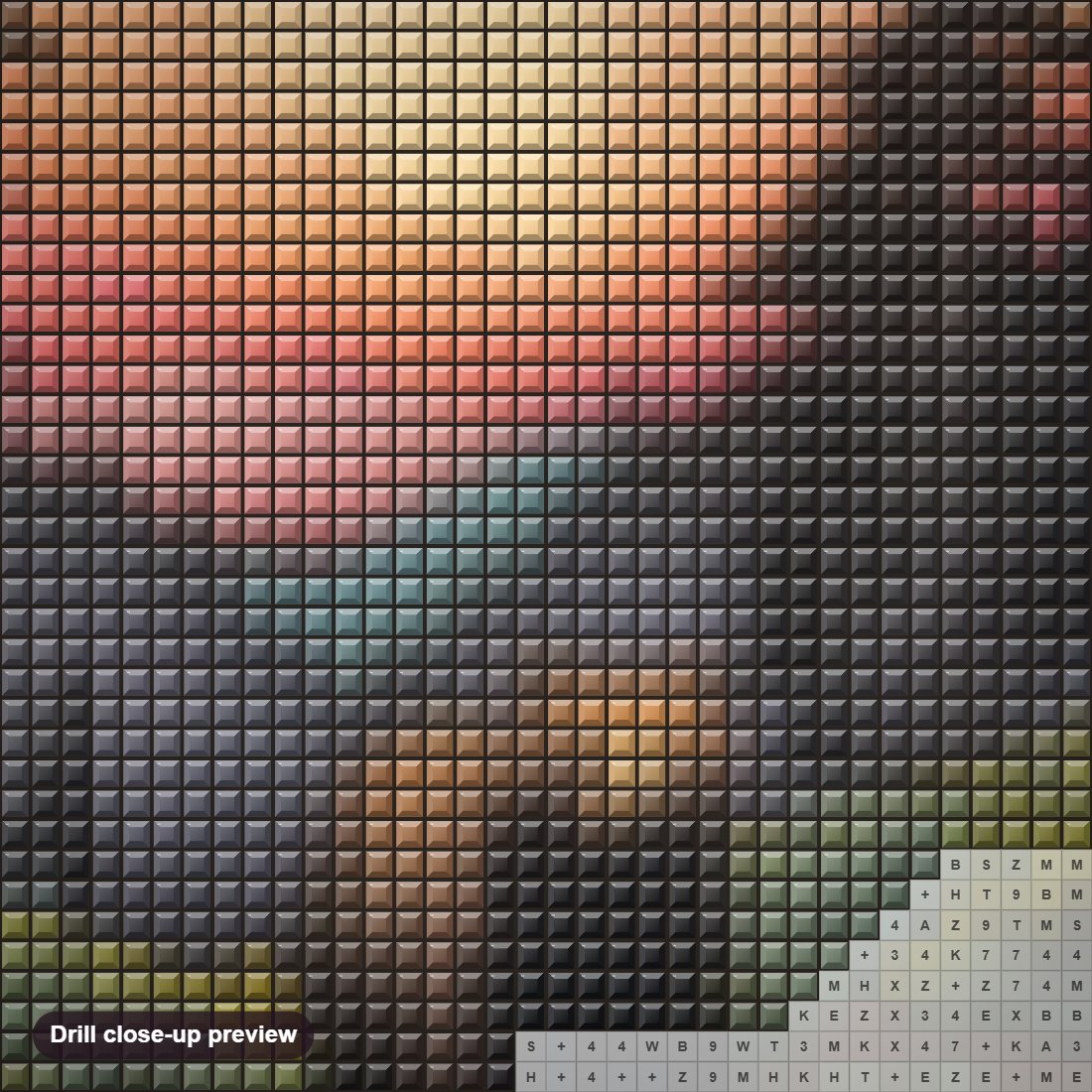 Close-up preview of the Just Taking a Fresh Air diamond painting with square 5D drills and printed canvas symbols