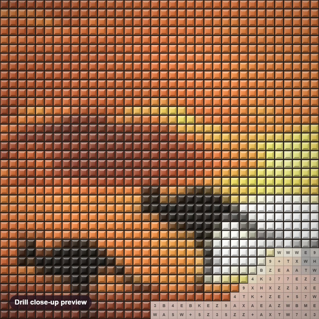 Close-up preview of the Kangaroos & Sunset diamond painting with square 5D drills and printed canvas symbols