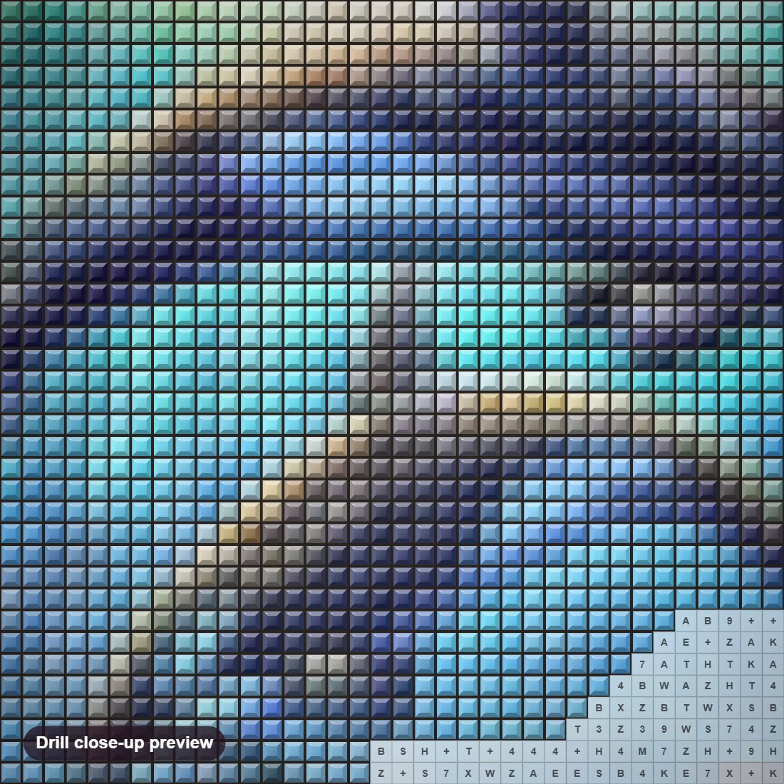 Close-up preview of the Killer Whales diamond painting with square 5D drills and printed canvas symbols