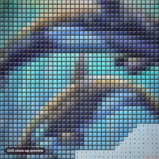 Close-up preview of the Killer Whales diamond painting with square 5D drills and printed canvas symbols