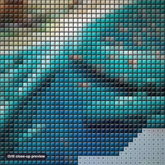 Close-up preview of the Killer Whales & Dolphins diamond painting with square 5D drills and printed canvas symbols