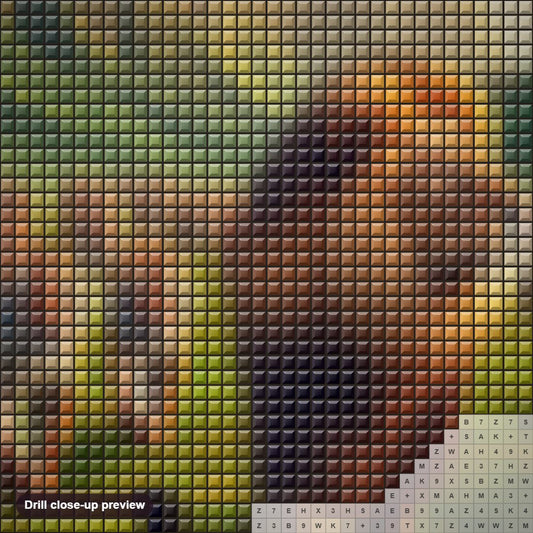 Close-up preview of the King of Jungle diamond painting with square 5D drills and printed canvas symbols