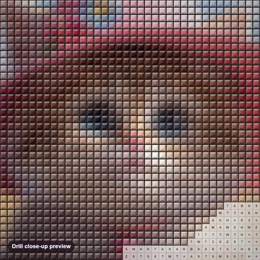 Close-up preview of the Kitten On The Beach diamond painting with square 5D drills and printed canvas symbols