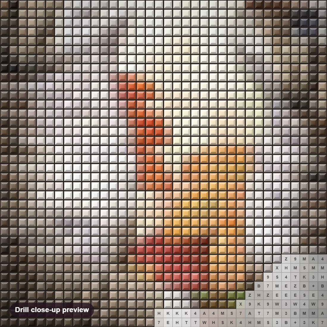 Close-up preview of the Kittens & Autumn Leaves diamond painting with square 5D drills and printed canvas symbols