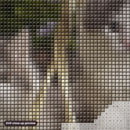 Close-up preview of the Kittens in Basket diamond painting with square 5D drills and printed canvas symbols