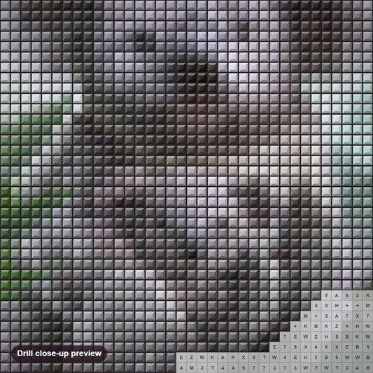 Close-up preview of the Koala Bear with Baby diamond painting with square 5D drills and printed canvas symbols