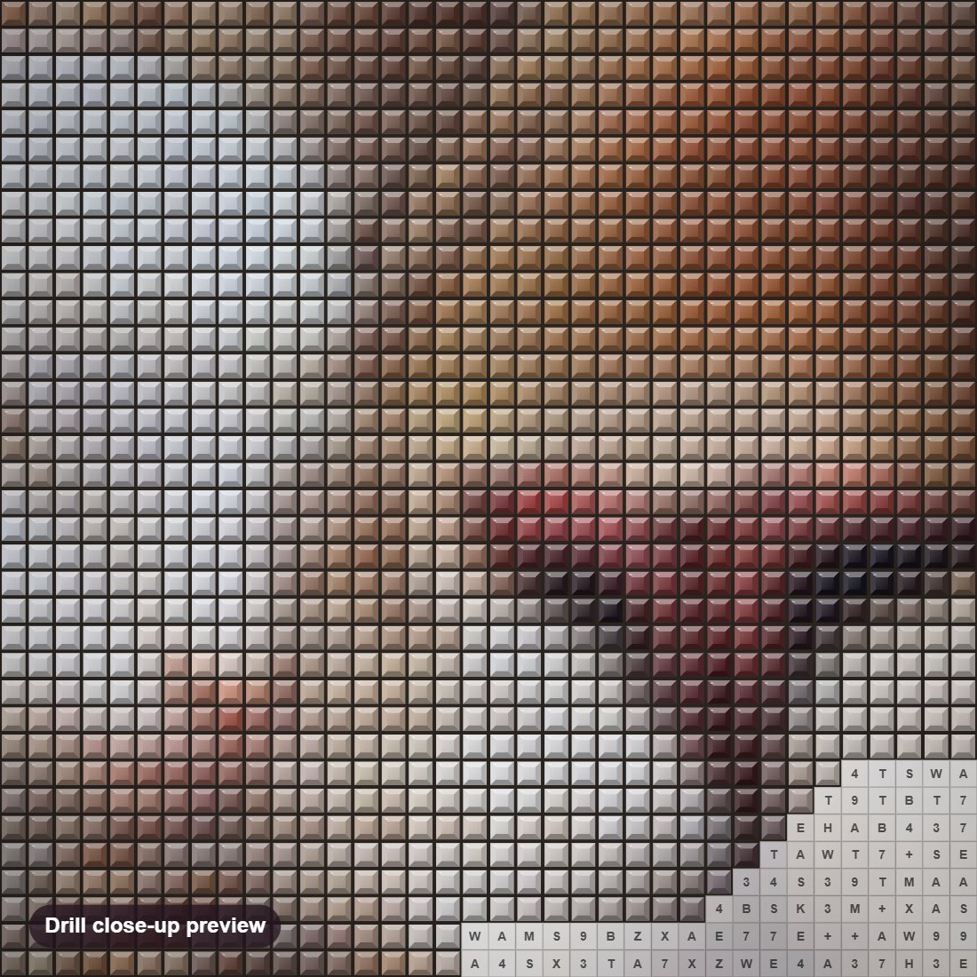 Close-up preview of the Lamb & Lion diamond painting with square 5D drills and printed canvas symbols