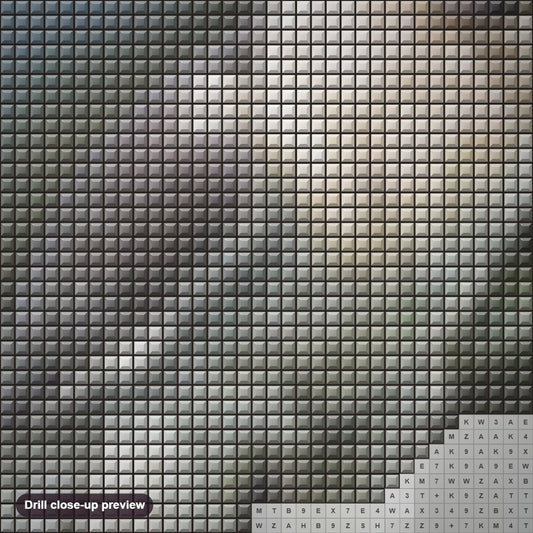 Close-up preview of the Lanner Falcon diamond painting with square 5D drills and printed canvas symbols