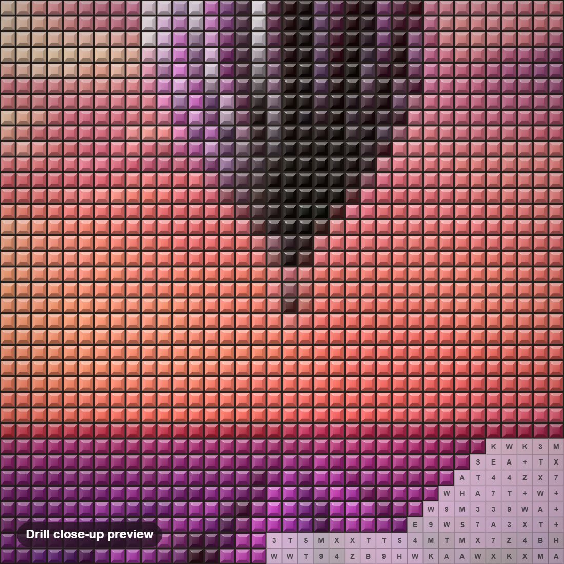 Close-up preview of the Lavender Fields & Air Balloon diamond painting with square 5D drills and printed canvas symbols