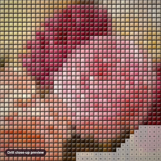 Close-up preview of the Lavish Flowers diamond painting with square 5D drills and printed canvas symbols