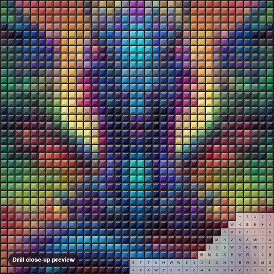Close-up preview of the Legendary Flying Dragon diamond painting with square 5D drills and printed canvas symbols
