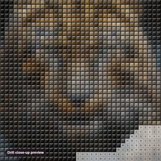 Close-up preview of the Leopard A Dynamic Display of Power diamond painting with square 5D drills and printed canvas symbols