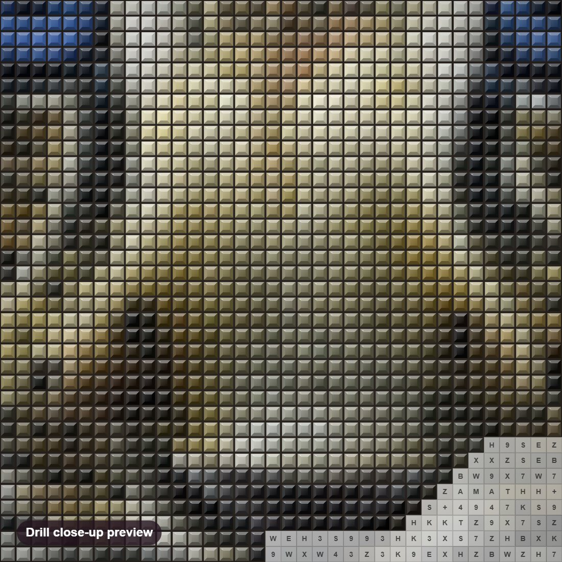 Close-up preview of the Leopard Cub with Blue Eyes diamond painting with square 5D drills and printed canvas symbols