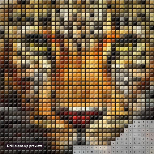 Close-up preview of the Leopard's Elegance diamond painting with square 5D drills and printed canvas symbols