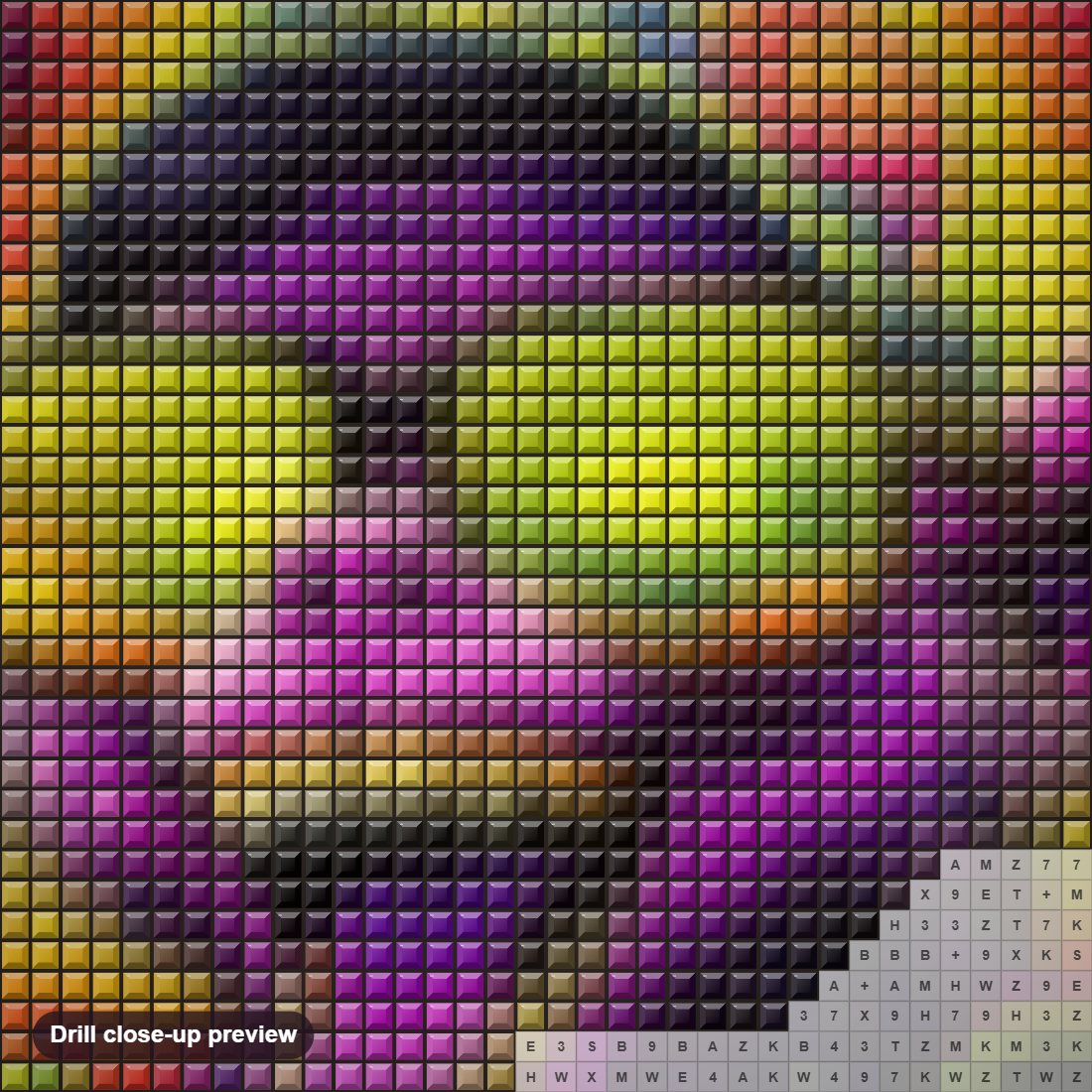 Close-up preview of the Let's Be Funky Together diamond painting with square 5D drills and printed canvas symbols