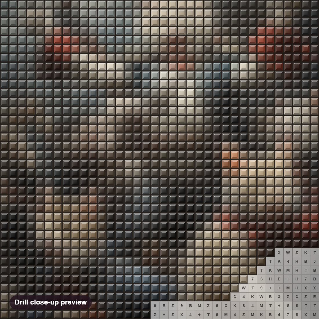 Close-up preview of the Let's Celebrate the Victory diamond painting with square 5D drills and printed canvas symbols