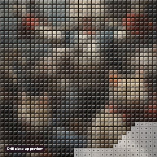 Close-up preview of the Let's Celebrate the Victory diamond painting with square 5D drills and printed canvas symbols