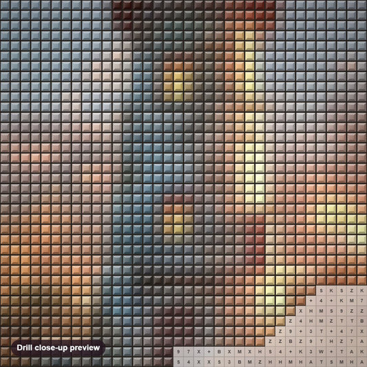 Close-up preview of the Light House diamond painting with square 5D drills and printed canvas symbols
