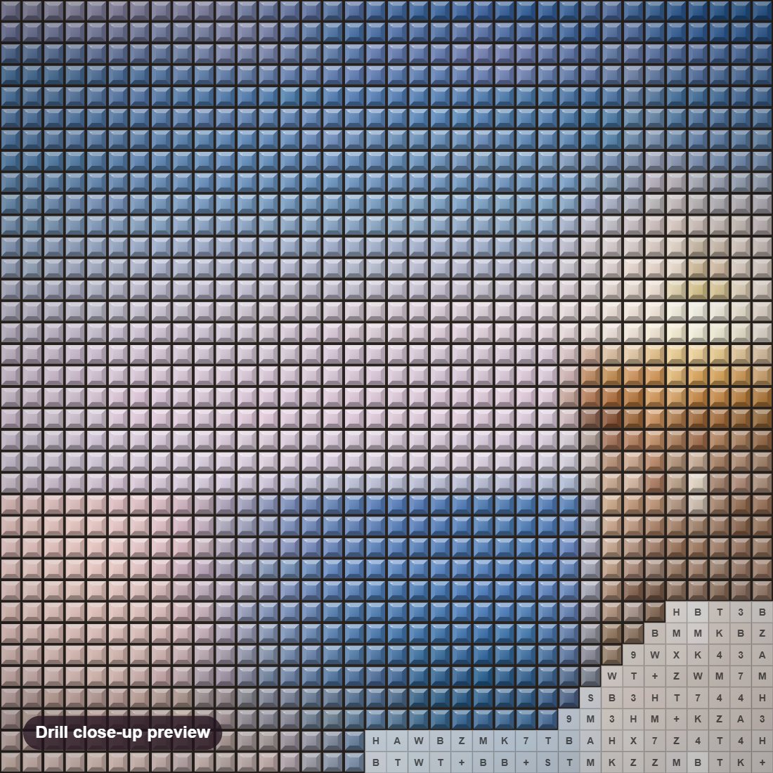 Close-up preview of the Light House diamond painting with square 5D drills and printed canvas symbols