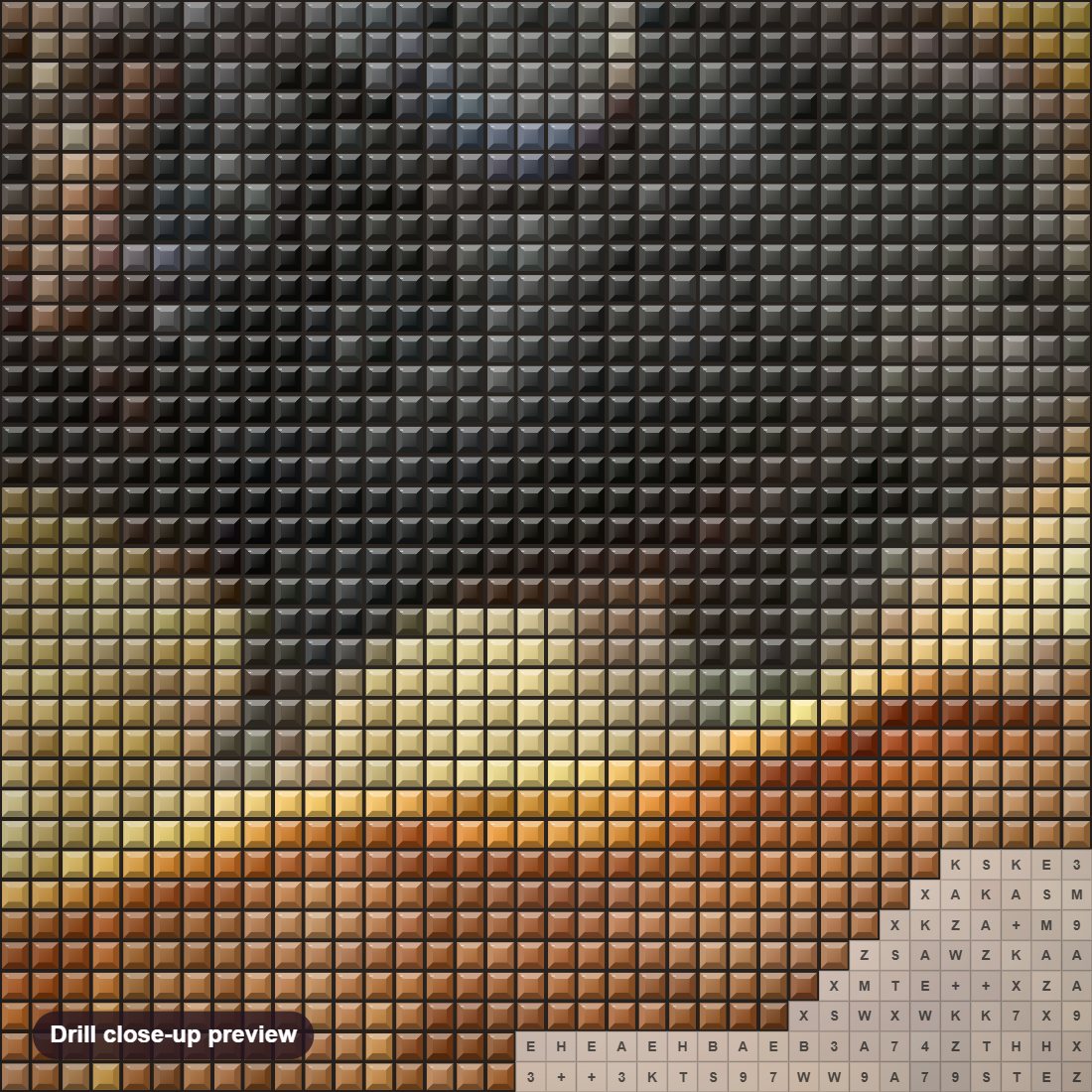Close-up preview of the Lion & Bull Fight diamond painting with square 5D drills and printed canvas symbols