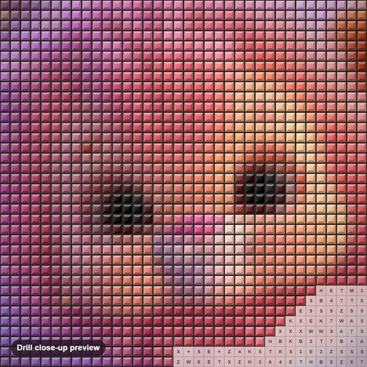 Close-up preview of the Lion Cub's Grin diamond painting with square 5D drills and printed canvas symbols