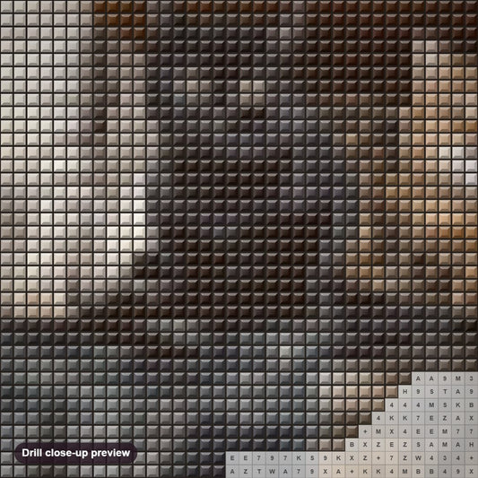 Close-up preview of the Little Cats Dreaming Big diamond painting with square 5D drills and printed canvas symbols