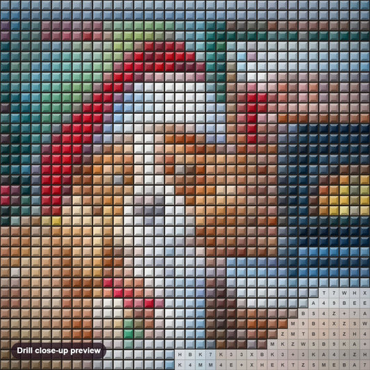 Close-up preview of the Little Christmas Dreamer diamond painting with square 5D drills and printed canvas symbols