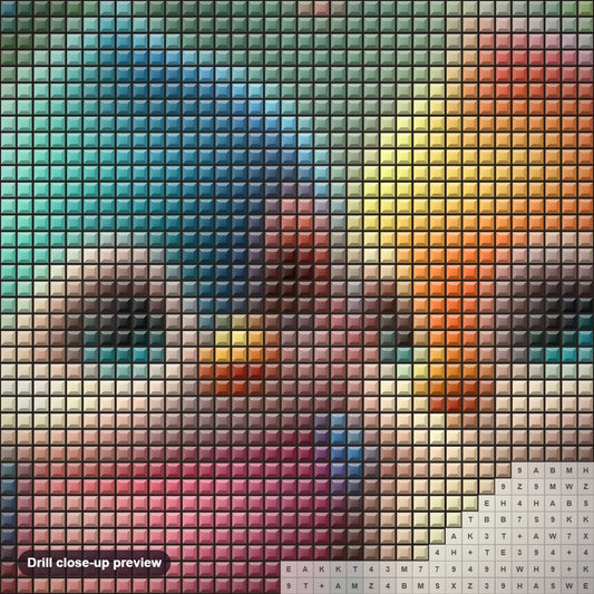 Close-up preview of the Little Cuties of Nature diamond painting with square 5D drills and printed canvas symbols