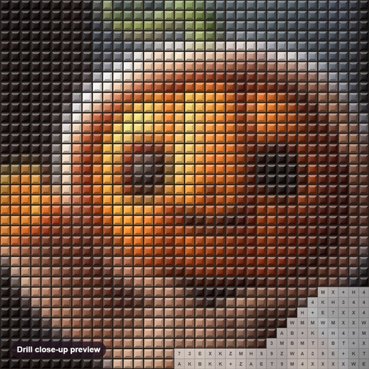 Close-up preview of the Little Halloween Pumpkin diamond painting with square 5D drills and printed canvas symbols