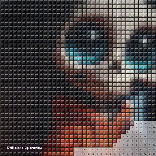 Close-up preview of the Little Halloween Skeleton diamond painting with square 5D drills and printed canvas symbols