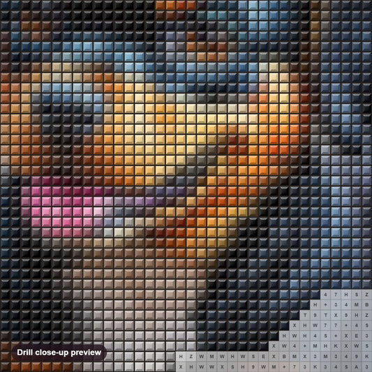 Close-up preview of the Little Happy Rottweiler Puppy diamond painting with square 5D drills and printed canvas symbols
