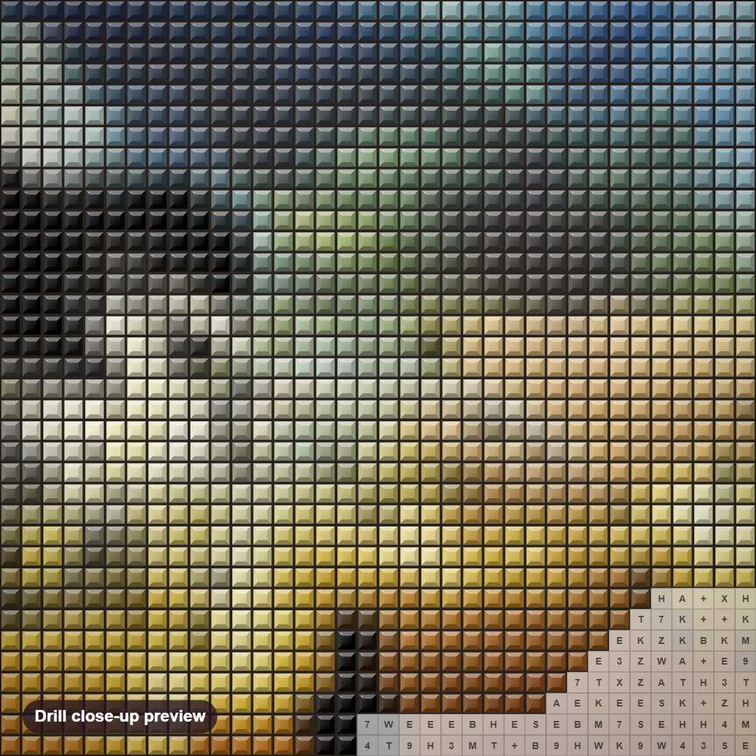 Close-up preview of the Little Kid Watching Flying Birds diamond painting with square 5D drills and printed canvas symbols