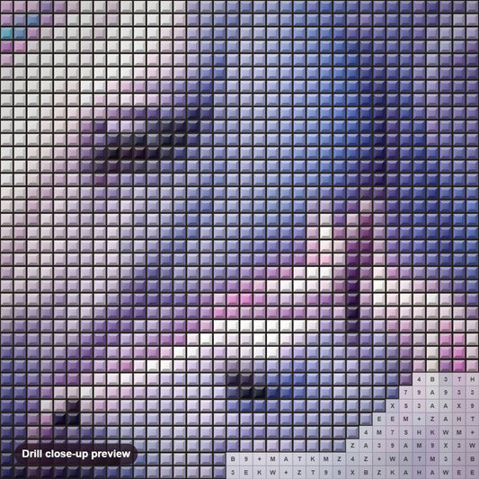 Close-up preview of the Little Unicorn With Her Mother diamond painting with square 5D drills and printed canvas symbols