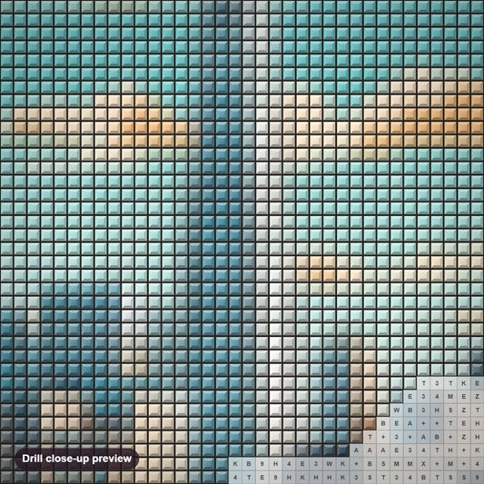 Close-up preview of the London England diamond painting with square 5D drills and printed canvas symbols