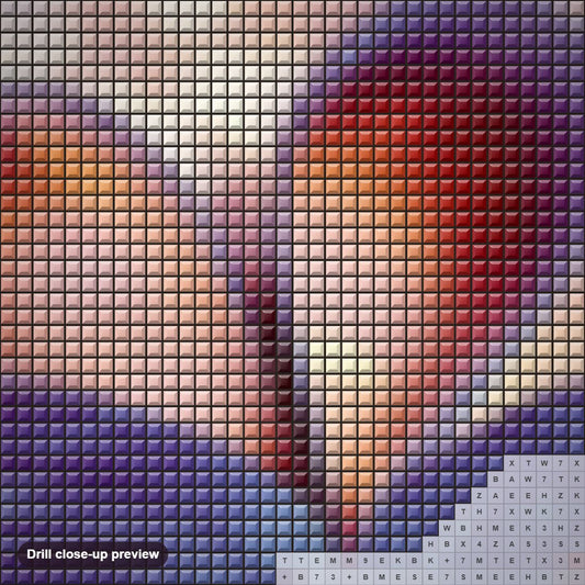 Close-up preview of the Love Book diamond painting with square 5D drills and printed canvas symbols