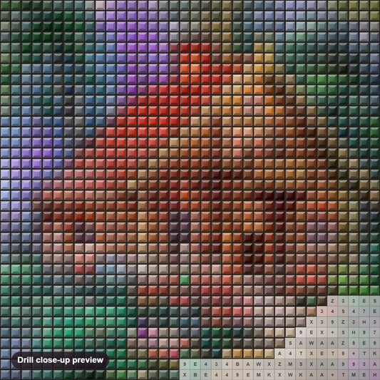Close-up preview of the Love Home diamond painting with square 5D drills and printed canvas symbols
