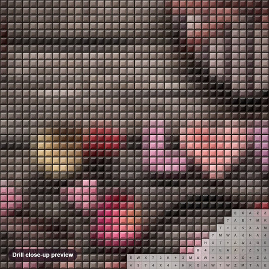Close-up preview of the Lovely diamond painting with square 5D drills and printed canvas symbols