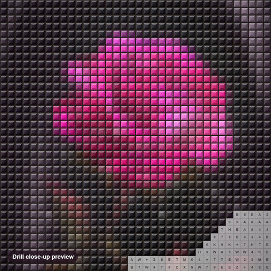 Close-up preview of the Magical Flower diamond painting with square 5D drills and printed canvas symbols